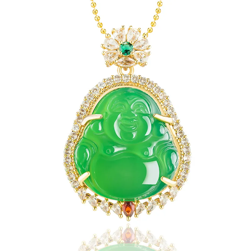 Authentic natural green agate Buddha statue copper gold-plated ice inlaid jade pendant necklace fashionable pendant for women
Authentic natural green agate Buddha statue copper gold-plated ice inlaid jade pendant necklace fashionable pendant for women