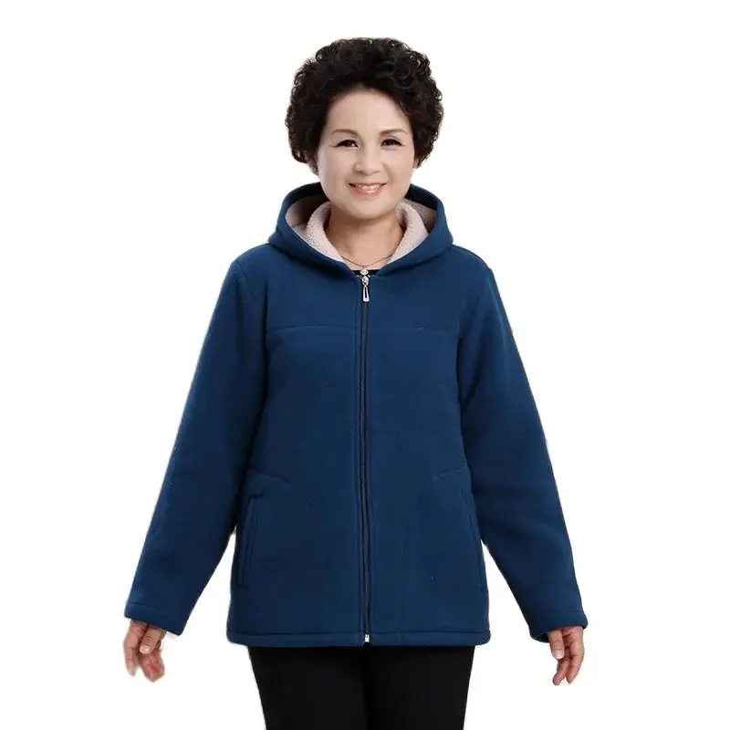 Middle aged Mother's Fleece Zipper Jacket 5XL Autumn Winter Female Slim Plush Thick Hooded Coat Casual Loose Women's Outwear Top
Middle aged Mother's Fleece Zipper Jacket 5XL Autumn Winter Female Slim Plush Thick Hooded Coat Casual Loose Women's Outwear Top