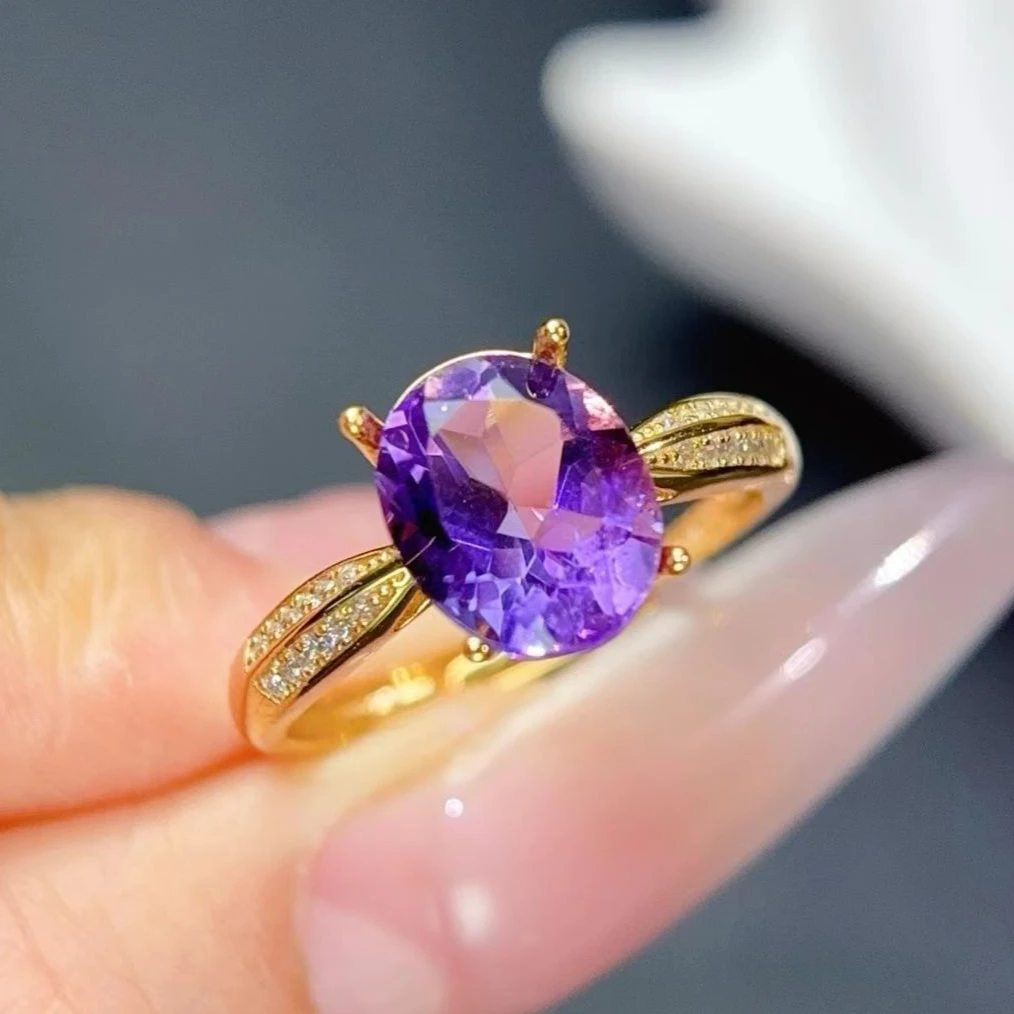 Genuine Amethyst Ring with Authentic Certificate 925 Silver Natural Amethyst Jewelry 18K Gold Plated Crystal Silver Jewelry
Genuine Amethyst Ring with Authentic Certificate 925 Silver Natural Amethyst Jewelry 18K Gold Plated Crystal Silver Jewelry
