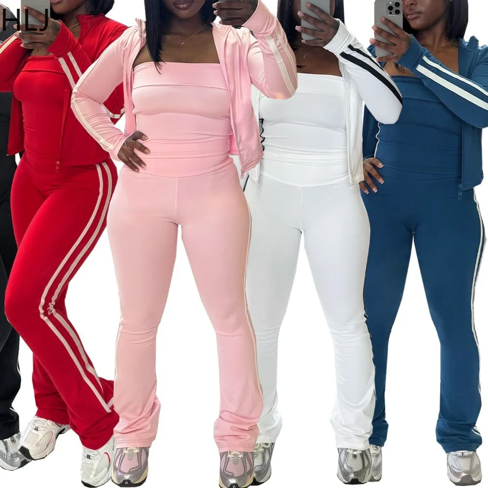 HLJ модный полосатый лоскутный комплект из 3 предметов для женщин, куртка с длинными рукавами + топ-труба + брючный костюм, женский уличный спортивный костюм 2025
HLJ модный полосатый лоскутный комплект из 3 предметов для женщин, куртка с длинными рукавами + топ-труба + брючный костюм, женский уличный спортивный костюм 2025