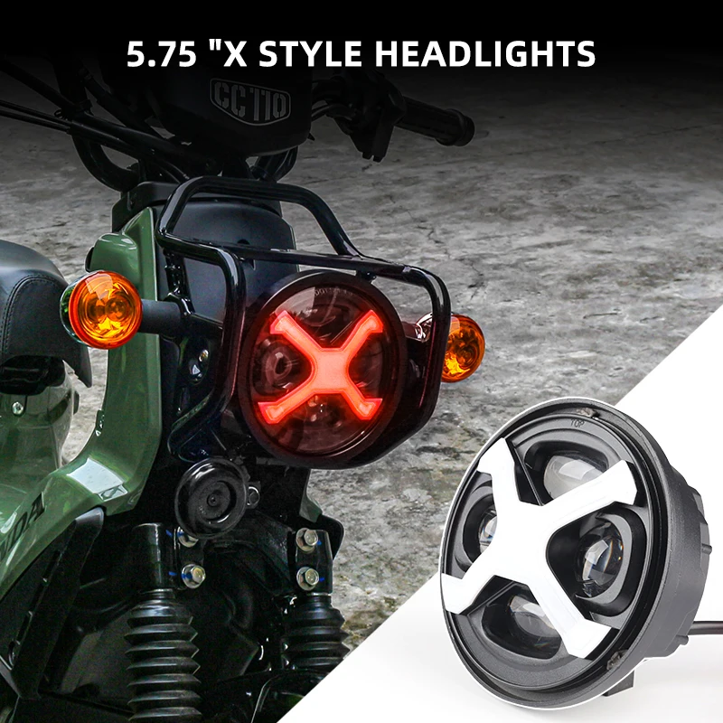 5.75-inch LED headlight set, waterproof for Cross Cub 110 JA60 (cool X-shaped white red daytime running light)
5.75-inch LED headlight set, waterproof for Cross Cub 110 JA60 (cool X-shaped white red daytime running light)