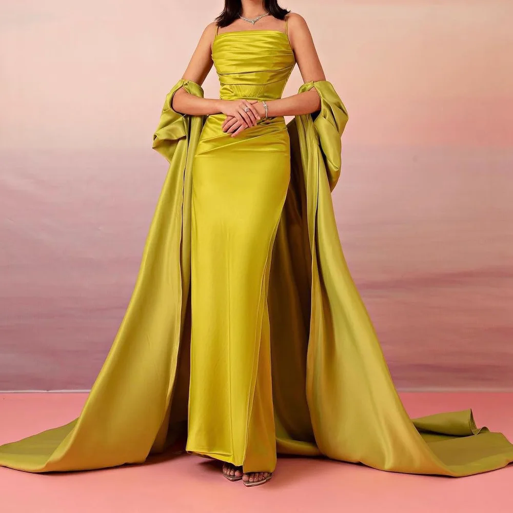 Customized Straight Square Neck Spaghetti Straps Satin Photo Color Graceful and Modern Evening Dresses Panel Train Pleats Lace
Customized Straight Square Neck Spaghetti Straps Satin Photo Color Graceful and Modern Evening Dresses Panel Train Pleats Lace