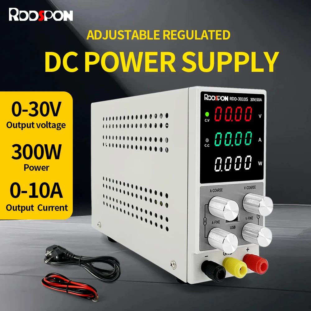 RDD-3010S DC Laboratory Power Supply Adjustable 0-30V 10A 300W Voltage Regulator Bench Switching Power Supplys With USB Charging
RDD-3010S DC Laboratory Power Supply Adjustable 0-30V 10A 300W Voltage Regulator Bench Switching Power Supplys With USB Charging
