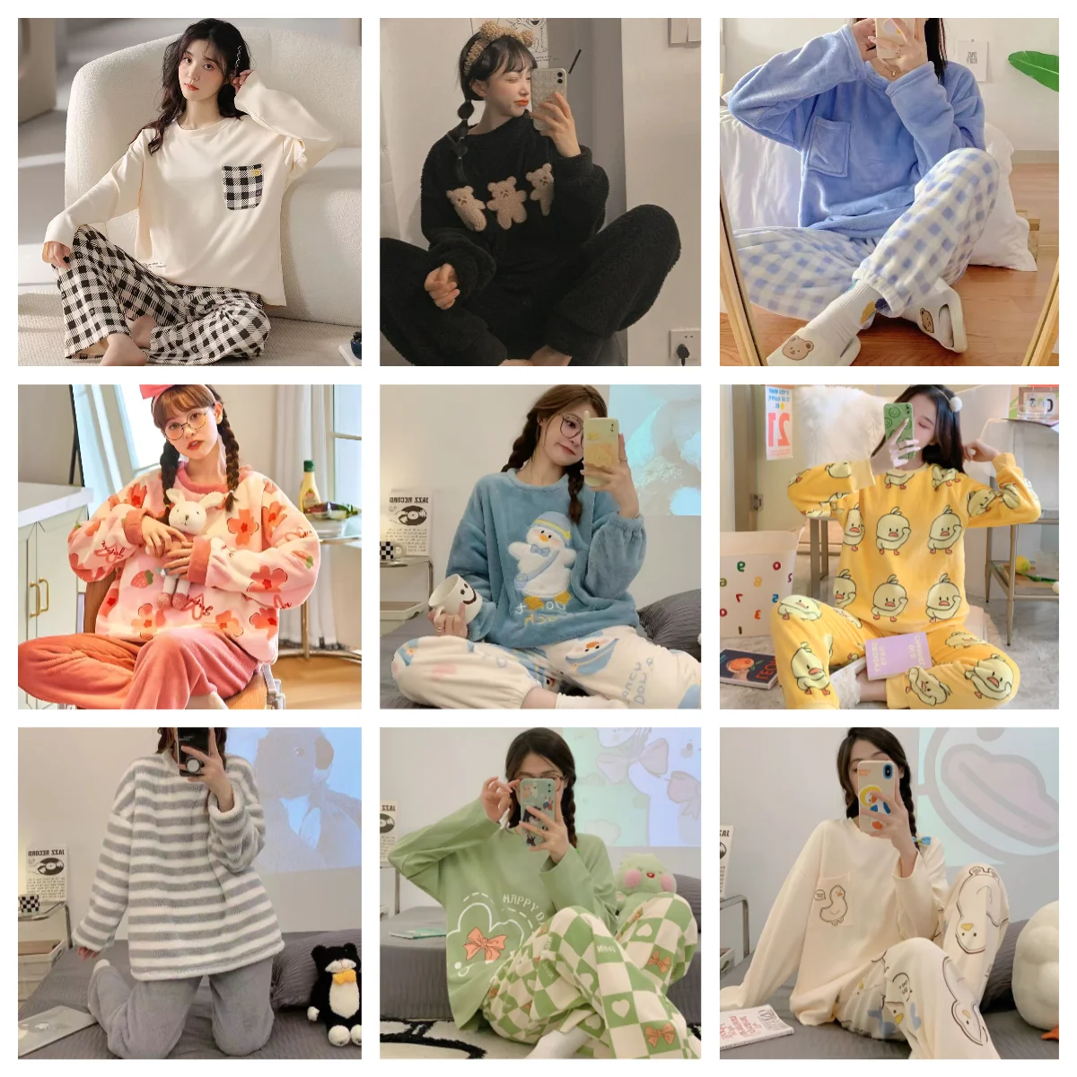 Fleece Winter Pajamas Set Sleepwear Trouser Sets Woman 2 Piece Set Outfit Casual Top Thick Warm Pijamas Set for Women Home Suit
Fleece Winter Pajamas Set Sleepwear Trouser Sets Woman 2 Piece Set Outfit Casual Top Thick Warm Pijamas Set for Women Home Suit