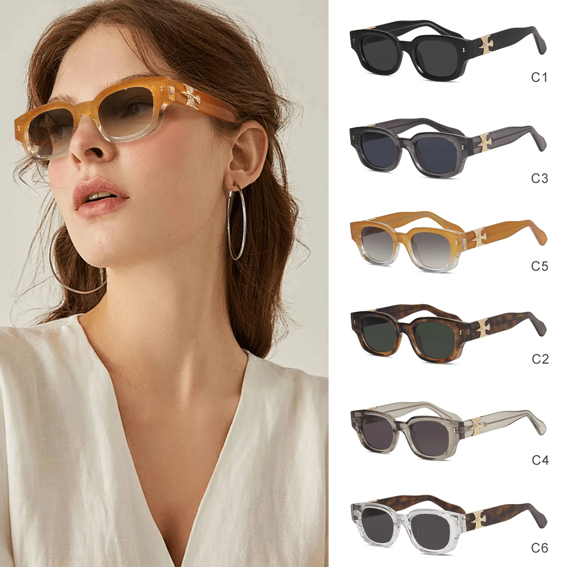 Rectangle Sunscreen Polarized Sunglasses Unisex UV400 Luxury For Street Fashion Daily Wear Trendy Eyewear vintage
Rectangle Sunscreen Polarized Sunglasses Unisex UV400 Luxury For Street Fashion Daily Wear Trendy Eyewear vintage