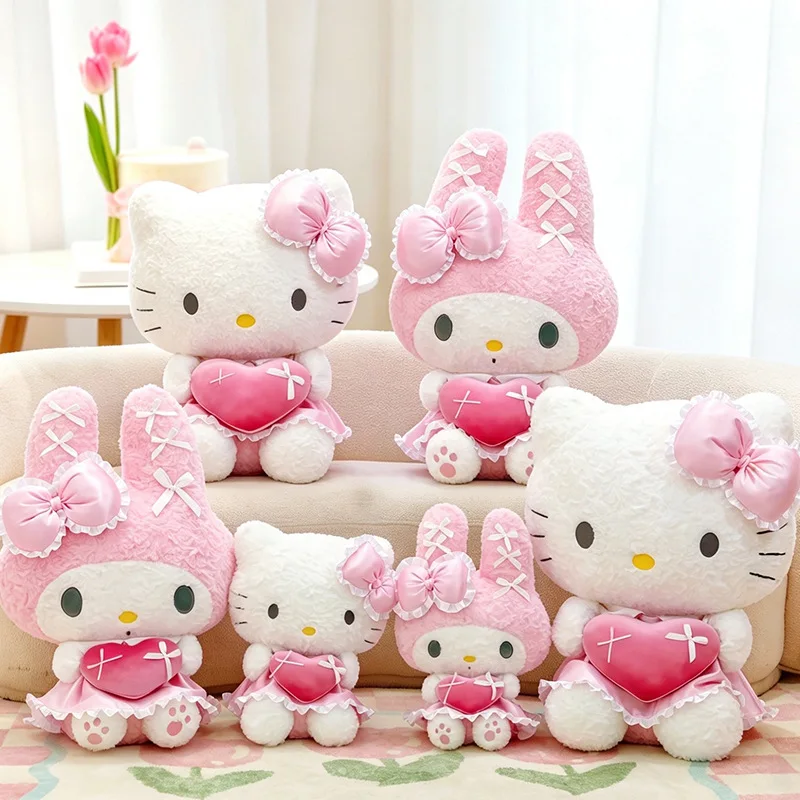 Sanrio Large Size My Melody Hello Kitty Plush Doll Set Pink Satin Dress with Heart Pillow Fluffy Stuffed Toy for Girls Gift
Sanrio Large Size My Melody Hello Kitty Plush Doll Set Pink Satin Dress with Heart Pillow Fluffy Stuffed Toy for Girls Gift