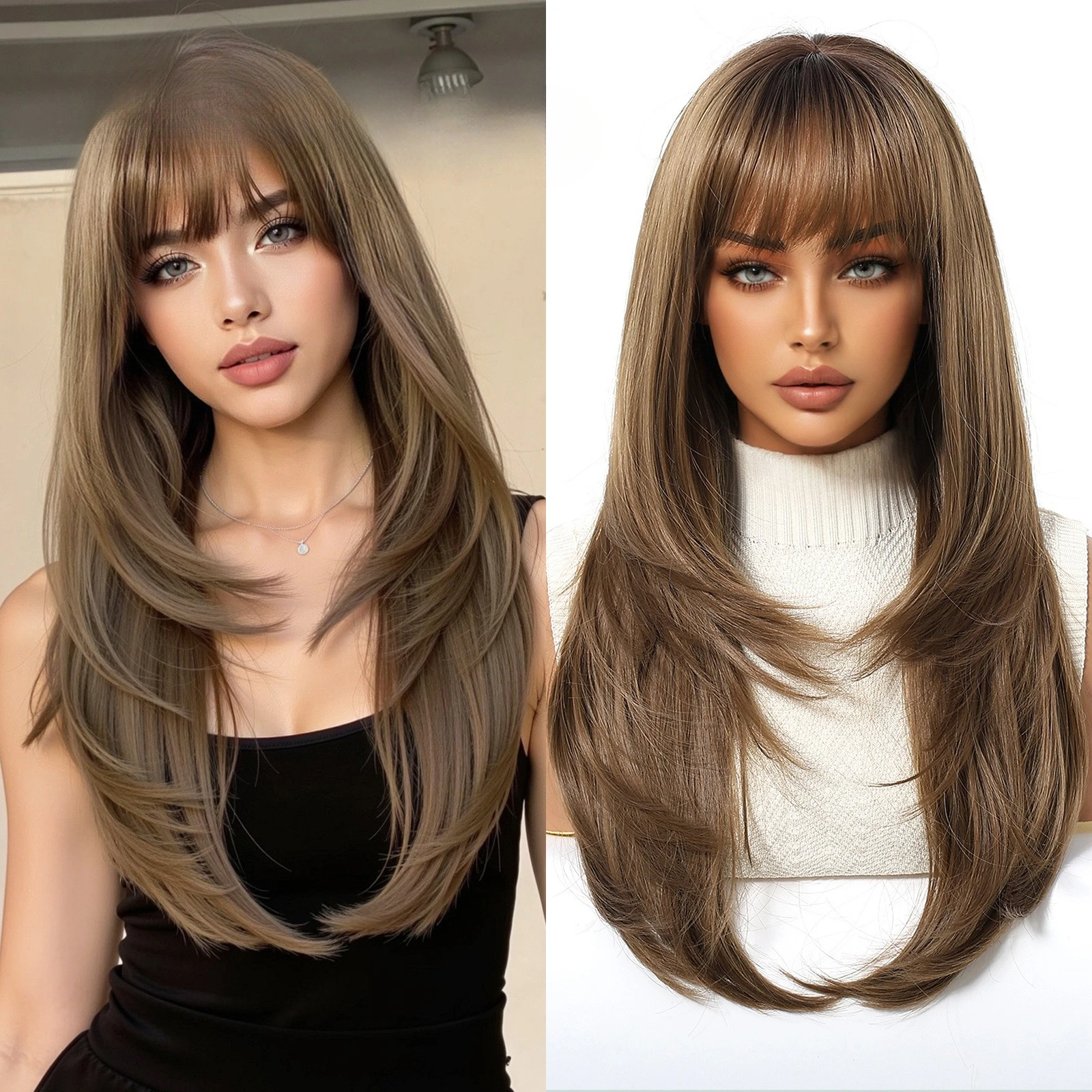 Wig woman daily Qi bangs summer new layered red long straight hair rose net cute and realistic
Wig woman daily Qi bangs summer new layered red long straight hair rose net cute and realistic