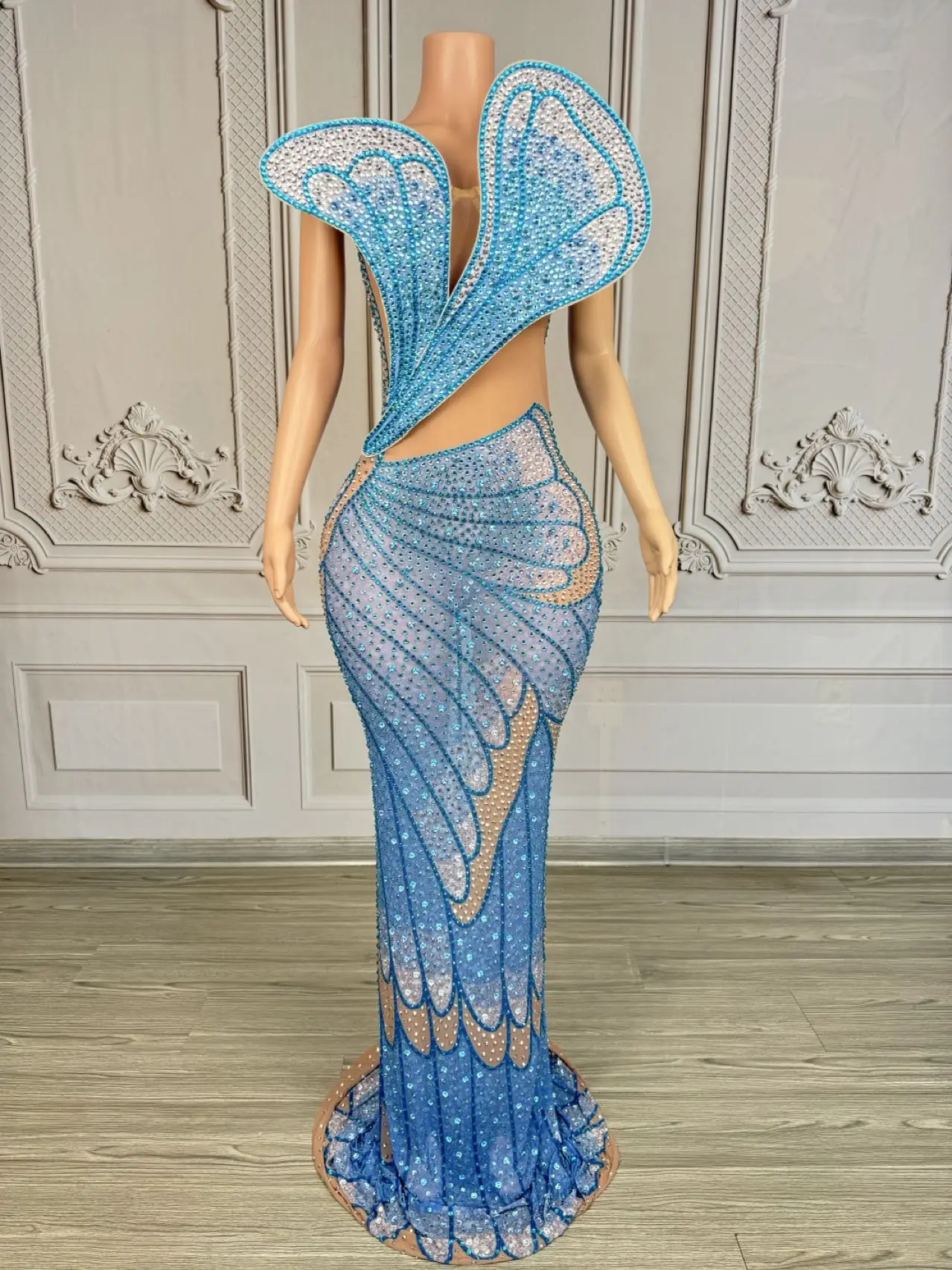 Dieyi Elegant Women Evening Dress Blue Diamond Butterfly Perspective Mesh Dress Celebrity Red Carpet Fashion Dress Prom Gowns
Dieyi Elegant Women Evening Dress Blue Diamond Butterfly Perspective Mesh Dress Celebrity Red Carpet Fashion Dress Prom Gowns