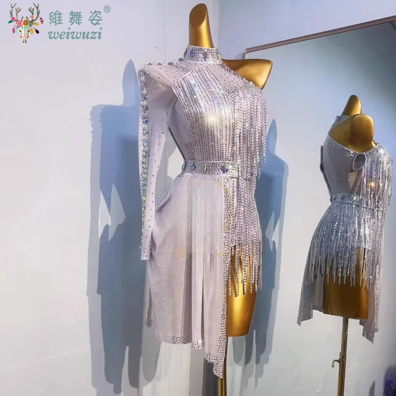 Latin Dance Professional Competition Dresses for Women's Customized Senior AB Stones Tassel Dress Adult Performance Costumes
Latin Dance Professional Competition Dresses for Women's Customized Senior AB Stones Tassel Dress Adult Performance Costumes