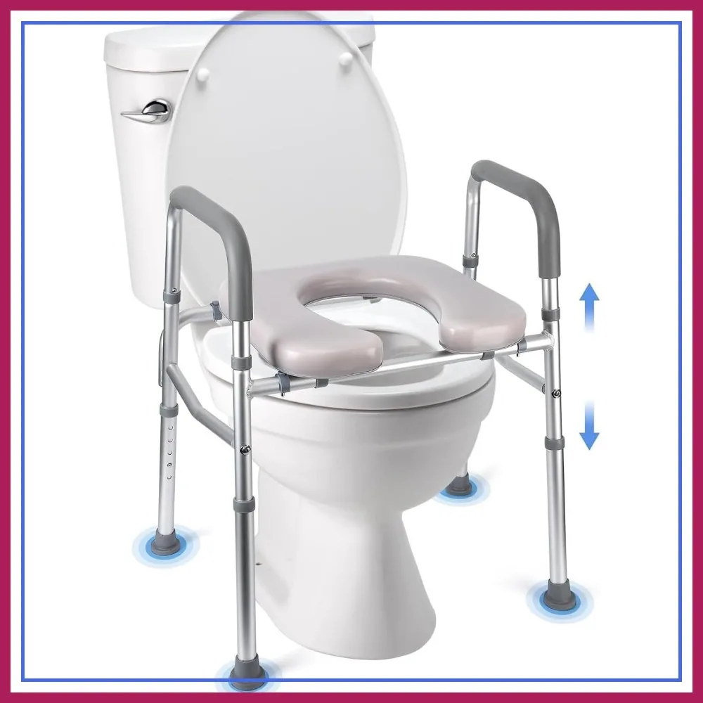Raised Toilet Seat, 350LB Stand Alone Commode Bathroom Assist Frame for Elderly, Disabled, Adjustable Height, Padded Seat
Raised Toilet Seat, 350LB Stand Alone Commode Bathroom Assist Frame for Elderly, Disabled, Adjustable Height, Padded Seat