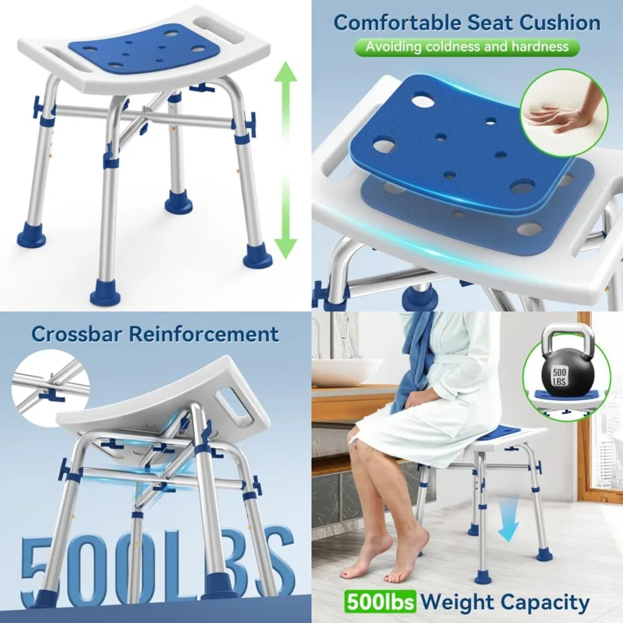 FSA/HSA Eligible Heavy Duty Shower Stool 500lb with Reinforced Crossing Bar, Height Adjustable Padded Shower Chair for Inside S
FSA/HSA Eligible Heavy Duty Shower Stool 500lb with Reinforced Crossing Bar, Height Adjustable Padded Shower Chair for Inside S