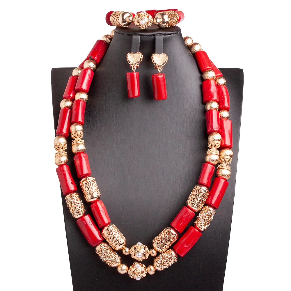 African Coral Beads Jewelry Set 2 Layers Newest Natural Red Coral Beads For Nigerian Weddings Women Free Ship ABG087
African Coral Beads Jewelry Set 2 Layers Newest Natural Red Coral Beads For Nigerian Weddings Women Free Ship ABG087