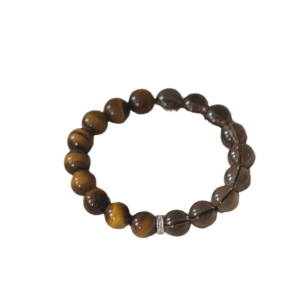 Natural Single Loop Yellow Tiger Eye Stone Smoky Quartz Bracelet Unisex Vintage Literary Hand Jewelry Gifts
Natural Single Loop Yellow Tiger Eye Stone Smoky Quartz Bracelet Unisex Vintage Literary Hand Jewelry Gifts