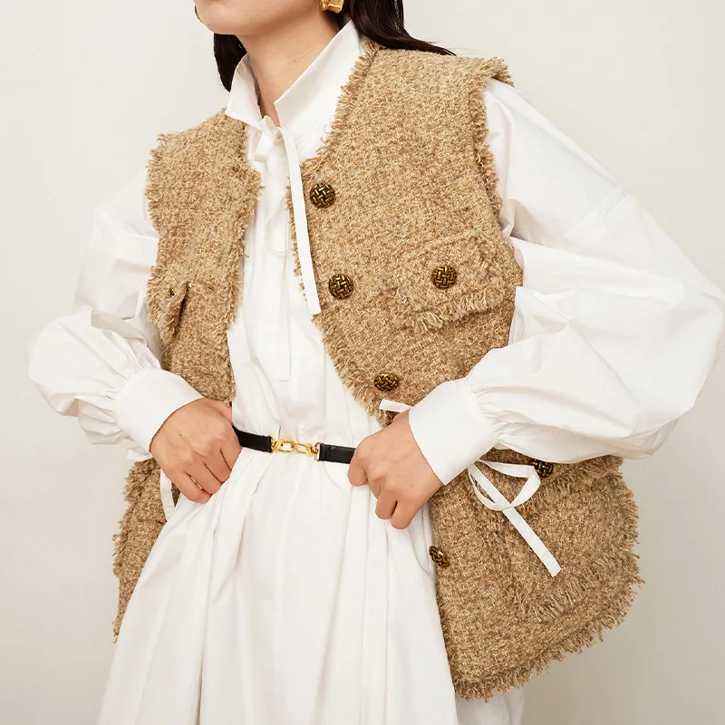 TEELYNN Casual Sleeveless Vest Coats for Women Vintage O-neck Knit Autumn Coat 2022 Elegant Tassel Four Pocket Solid Outwear
TEELYNN Casual Sleeveless Vest Coats for Women Vintage O-neck Knit Autumn Coat 2022 Elegant Tassel Four Pocket Solid Outwear