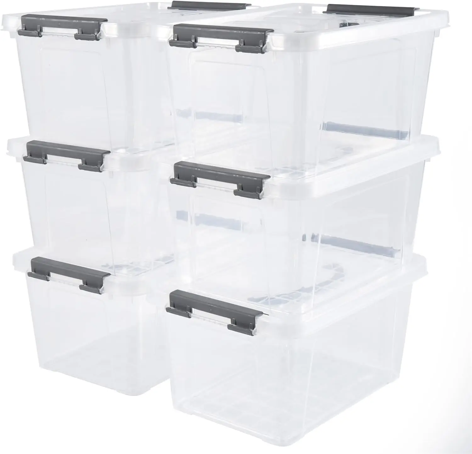 6 Quart Plastic Stackable Storage Latch Bins,Clear Latching Box with Handle and Lid,Pack of 6 (Grey Handle)
6 Quart Plastic Stackable Storage Latch Bins,Clear Latching Box with Handle and Lid,Pack of 6 (Grey Handle)