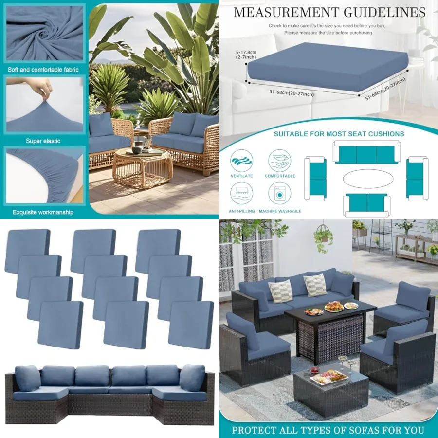 12 Pcs Stretch Patio Cushion Covers, Outdoor Couch Covers Replacement, Outdoor Couch Sofa Slipcovers, for Patio Furniture Cushi
12 Pcs Stretch Patio Cushion Covers, Outdoor Couch Covers Replacement, Outdoor Couch Sofa Slipcovers, for Patio Furniture Cushi