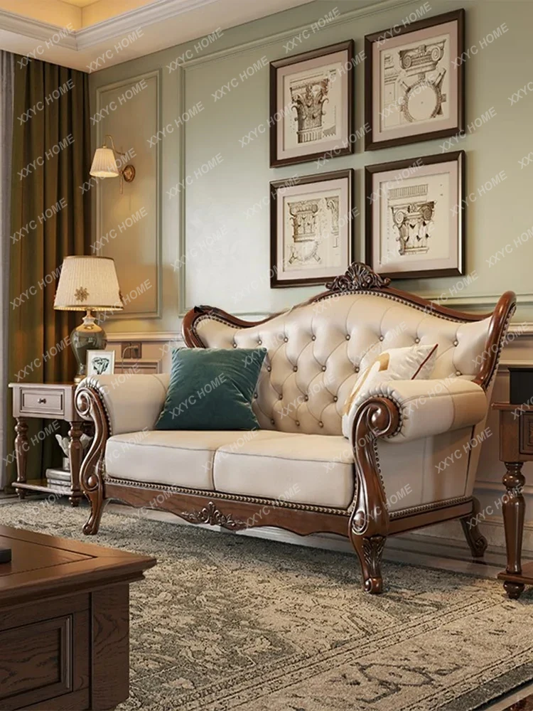 American sofa light luxury first layer cowhide solid wood retro simple old living room combination size European style
American sofa light luxury first layer cowhide solid wood retro simple old living room combination size European style