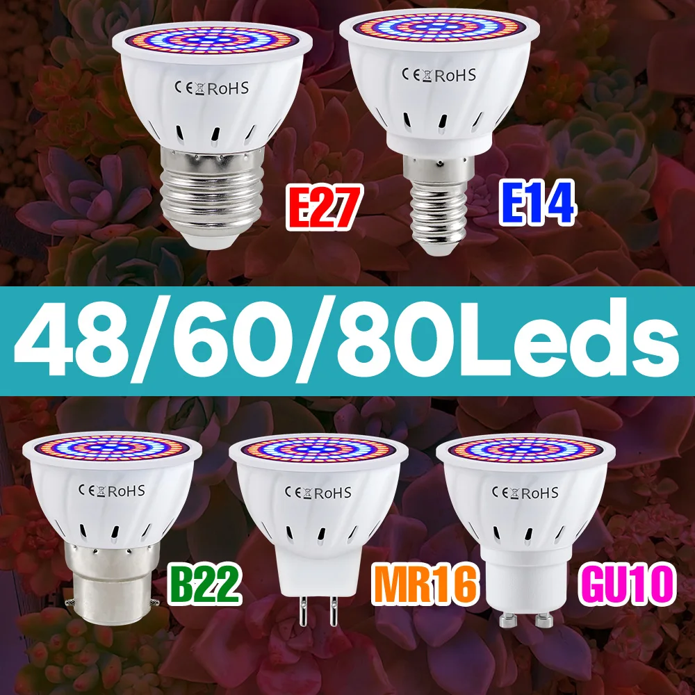 E27 Full Spectrum LED Plant Grow Light Bulb GU10 Hydroponic B22 Seeding Cultivation Lamp MR16 Succulent E14 Growth Lighting 220V
E27 Full Spectrum LED Plant Grow Light Bulb GU10 Hydroponic B22 Seeding Cultivation Lamp MR16 Succulent E14 Growth Lighting 220V