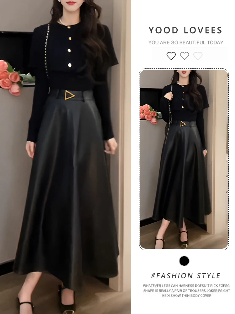 Fashionable Korean Style Knitted Long Sleeve Top And Skirt Two Piece Set Women's Spring Autumn Slimming Versatile High Waist
Fashionable Korean Style Knitted Long Sleeve Top And Skirt Two Piece Set Women's Spring Autumn Slimming Versatile High Waist
