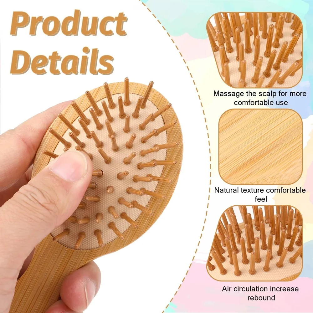 Natural Bamboo Brush Mini Paddle Detangling Hairbrush Portable Scalp Massage Comb for Women Men Kids Thick/Thin/Curly/Dry Hair
Natural Bamboo Brush Mini Paddle Detangling Hairbrush Portable Scalp Massage Comb for Women Men Kids Thick/Thin/Curly/Dry Hair