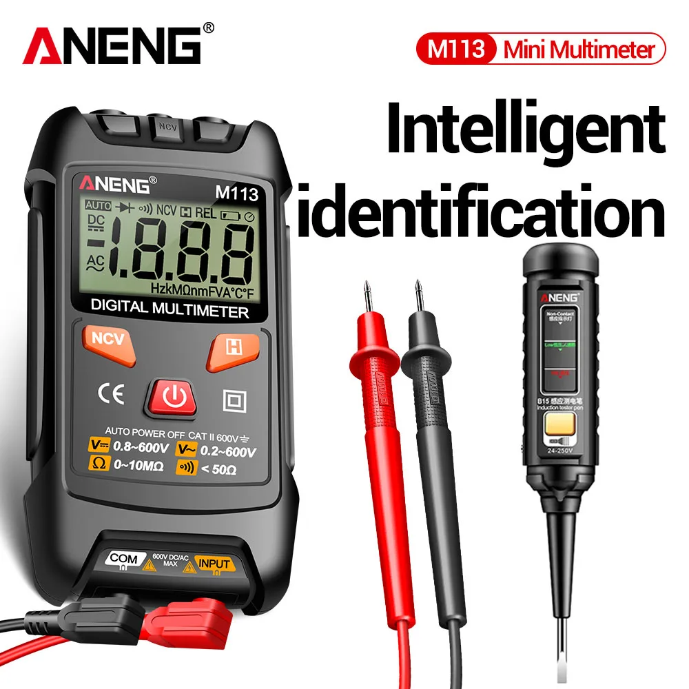 Smart Multimeter AC/DC Voltage ANENG M113+B15 Slotted Screwdriver Highlight Indicator Light Professional Electrician Tester Tool
Smart Multimeter AC/DC Voltage ANENG M113+B15 Slotted Screwdriver Highlight Indicator Light Professional Electrician Tester Tool
