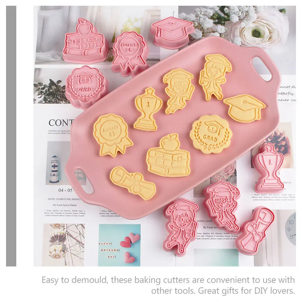 8Pcs Graduation Cookie Cutter Set Exquisite Design Comfort Demoulding Baking Tools for DIY Sugar Cookies Graduation
8Pcs Graduation Cookie Cutter Set Exquisite Design Comfort Demoulding Baking Tools for DIY Sugar Cookies Graduation