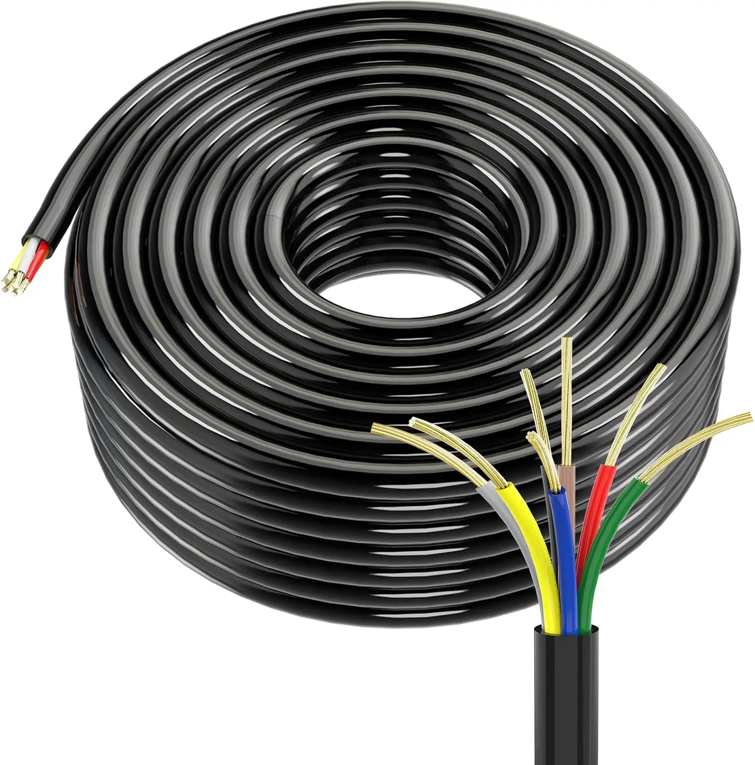 100FT 7 Way Trailer Wire 14 Gauge 7 Conductor Wiring Harness 30% CCA Heavy Duty Trailer Cable for RV Camper Boat Utility No Splice DOT Approved
100FT 7 Way Trailer Wire 14 Gauge 7 Conductor Wiring Harness 30% CCA Heavy Duty Trailer Cable for RV Camper Boat Utility No Splice DOT Approved