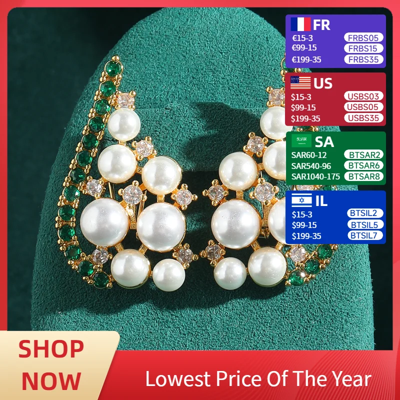 Vintage Pearl Stud Earrings Big Jewelry Green Zircon Rhinestones Crystal Wedding Luxury Quality Dubai Women Accessories 2025
Vintage Pearl Stud Earrings Big Jewelry Green Zircon Rhinestones Crystal Wedding Luxury Quality Dubai Women Accessories 2025