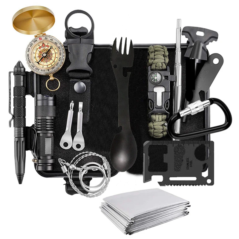 Survival Kit military Camping Multifunction Defense Equipment First Aid SOS for Wilderness Adventure With knife Thermal Blanket
Survival Kit military Camping Multifunction Defense Equipment First Aid SOS for Wilderness Adventure With knife Thermal Blanket