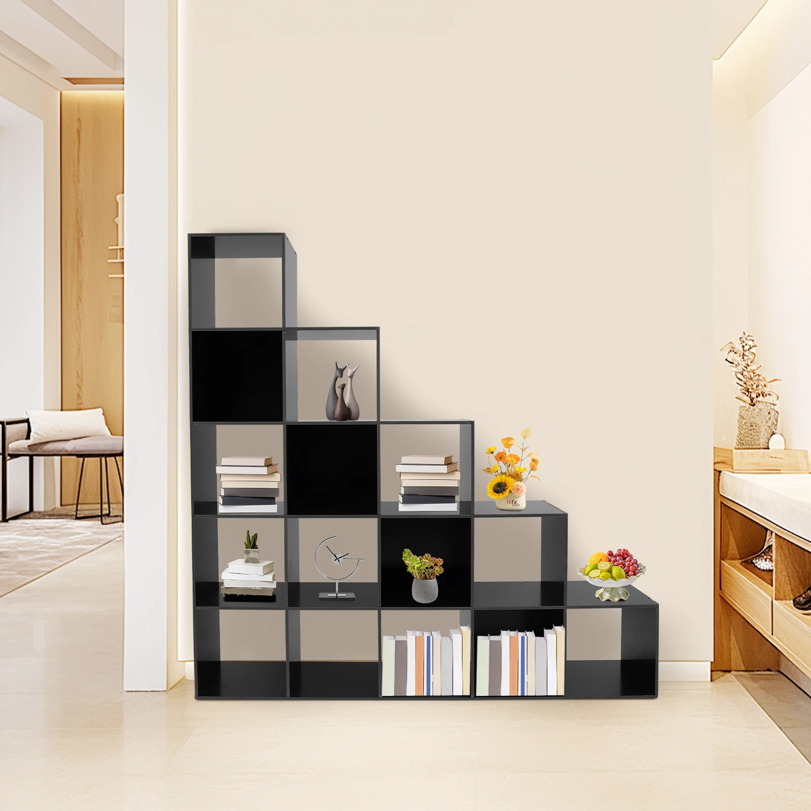 Ladder Cube Storage Bookcase Living Room Partition Floor To Ceiling Storage Rack Flower Rack Bedroom Display Rack