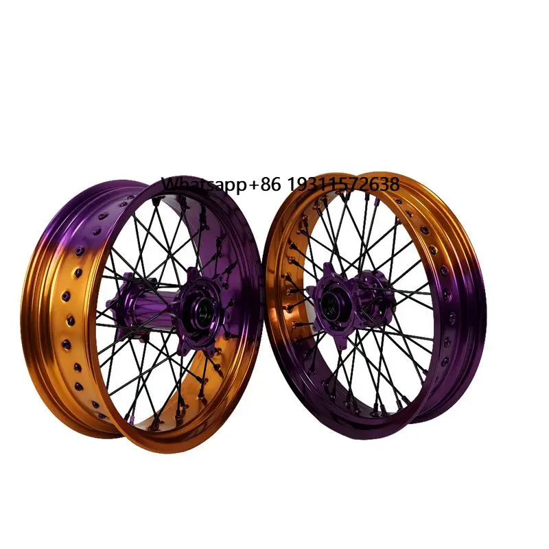 17 Supermoto Wheels Set 17*3.0 & 17*5.0 Aluminum Alloy Anodized Two Color Motorcycle Rims
17 Supermoto Wheels Set 17*3.0 & 17*5.0 Aluminum Alloy Anodized Two Color Motorcycle Rims