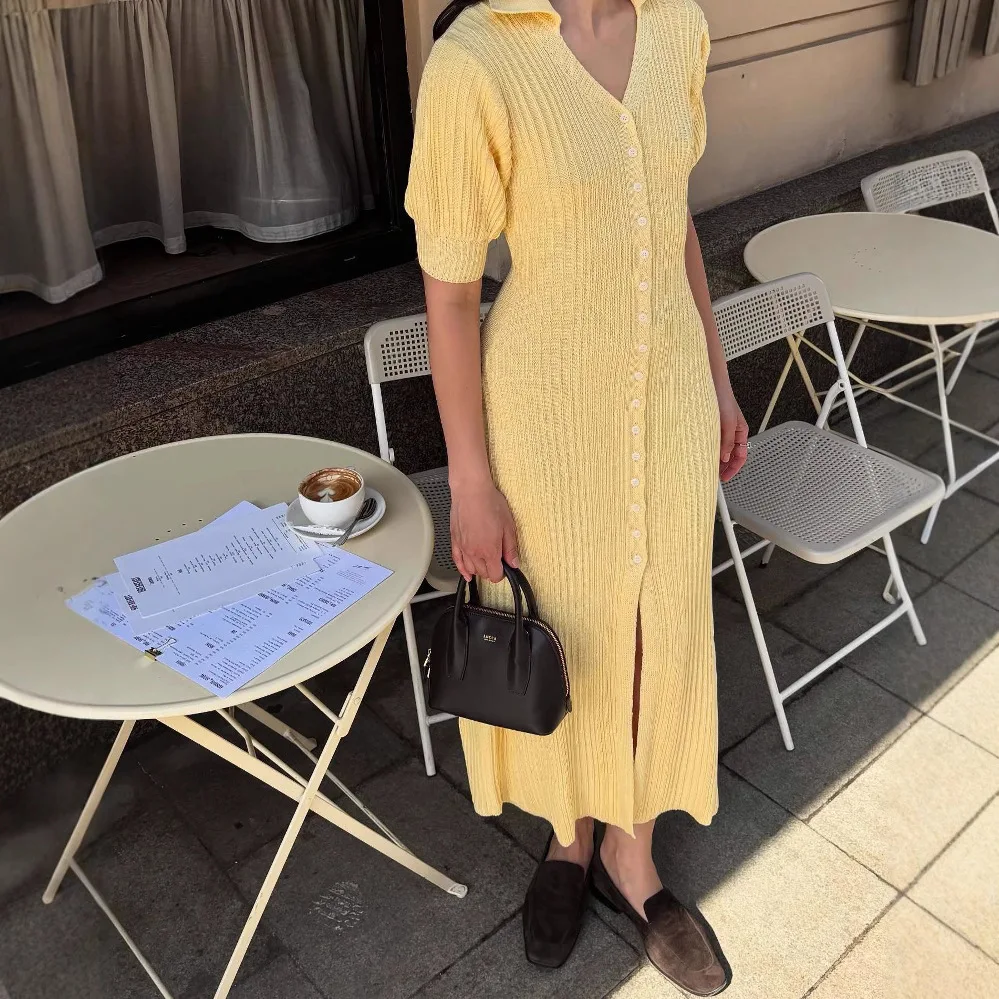 2024, весна-лето, сексуальное вязаное платье с пышными рукавами и однобортным дизайном, лимонно-желтое летнее платье, женское платье
2024, весна-лето, сексуальное вязаное платье с пышными рукавами и однобортным дизайном, лимонно-желтое летнее платье, женское платье