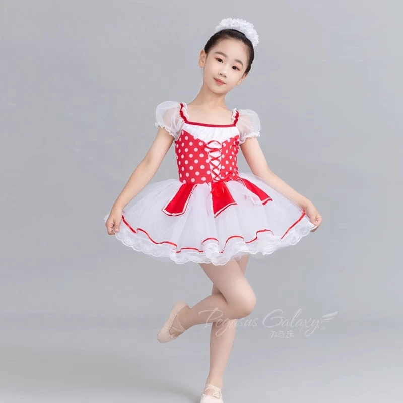 Girl Ballet Tutu Dress Polka Dot Stage Performance Dancewear Red Sequin Stage Shows Dresses Children Short Sleeve Dance Costume
Girl Ballet Tutu Dress Polka Dot Stage Performance Dancewear Red Sequin Stage Shows Dresses Children Short Sleeve Dance Costume