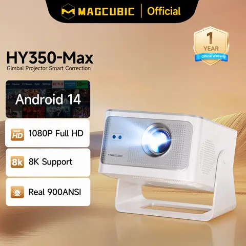 Magcubic HY350Max 900ANSI Android 14 Projector Auto Focus Projector Support 8K Native 1080P Wifi6 BT5.4 16G Allwinner H726 Portable Projector