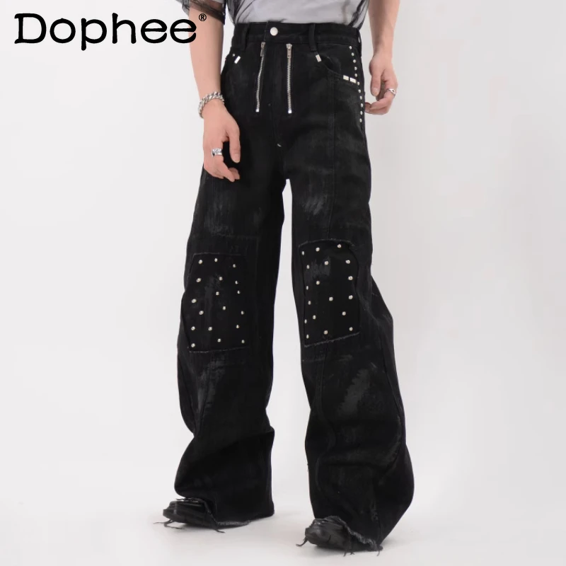 Men's 2025 Summer New Niche Design Rivet Metal Decoration Chic Jeans Men's Loose Wide-leg Denim Trousers Male Trendy Denim Pants
Men's 2025 Summer New Niche Design Rivet Metal Decoration Chic Jeans Men's Loose Wide-leg Denim Trousers Male Trendy Denim Pants