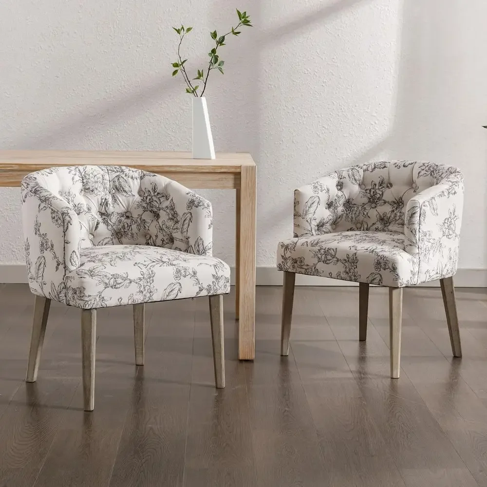 Modern Tufted Dining Chairs Set of 2, Linen Upholstered Side Chair, Comfy Accent Barrel Chair with Wood Legs for Home Kitchen D
Modern Tufted Dining Chairs Set of 2, Linen Upholstered Side Chair, Comfy Accent Barrel Chair with Wood Legs for Home Kitchen D