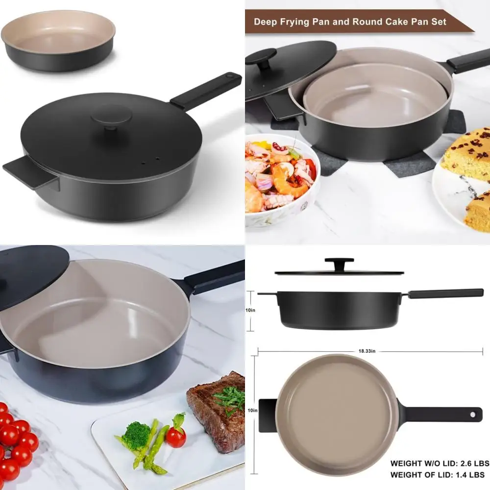 Керамическая 11-дюймовая универсальная сковорода с антипригарным покрытием, крышкой и круглой сковородой 9,5 дюйма для универсального приготовления пищи черного цвета
Керамическая 11-дюймовая универсальная сковорода с антипригарным покрытием, крышкой и круглой сковородой 9,5 дюйма для универсального приготовления пищи черного цвета