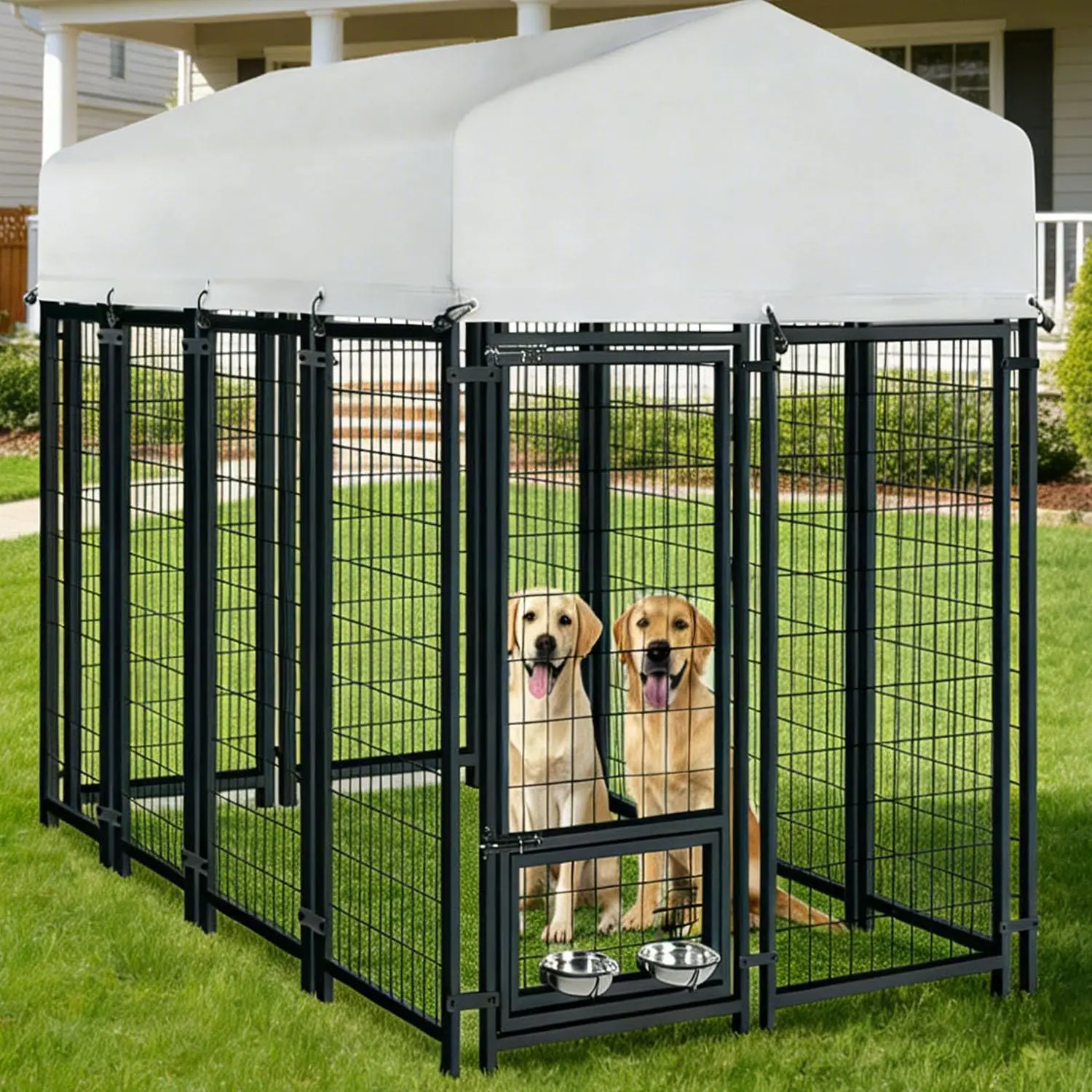 8x4x5 FT Outside Large Dog Kennel with roof,Heavy Duty Dog Enclosure with Waterproof, 2 Rotating Dogs
8x4x5 FT Outside Large Dog Kennel with roof,Heavy Duty Dog Enclosure with Waterproof, 2 Rotating Dogs