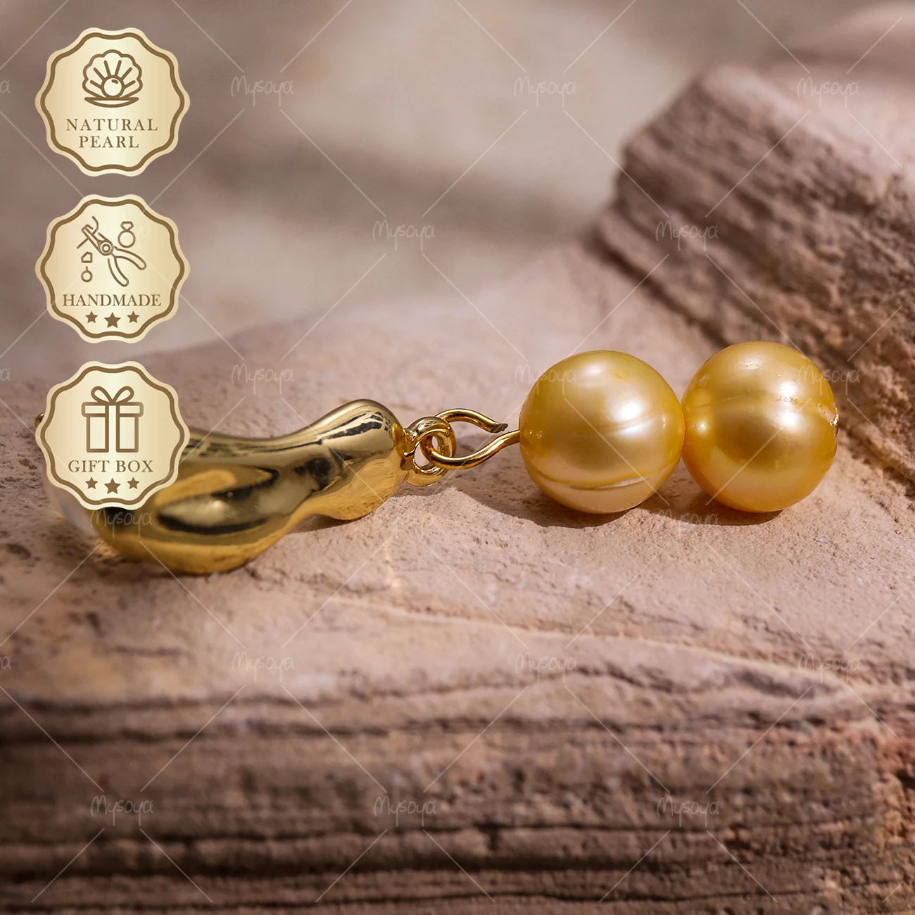 MYSOYA 7-8mm Golden Freshwater Pearl Stud Earrings Gold Artistic Studs, Gift Box, Birthday Jewelry S375
MYSOYA 7-8mm Golden Freshwater Pearl Stud Earrings Gold Artistic Studs, Gift Box, Birthday Jewelry S375