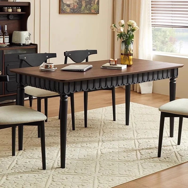 American retro solid wood dining table and chair combination, French small-sized light luxury household dining table and desk
American retro solid wood dining table and chair combination, French small-sized light luxury household dining table and desk