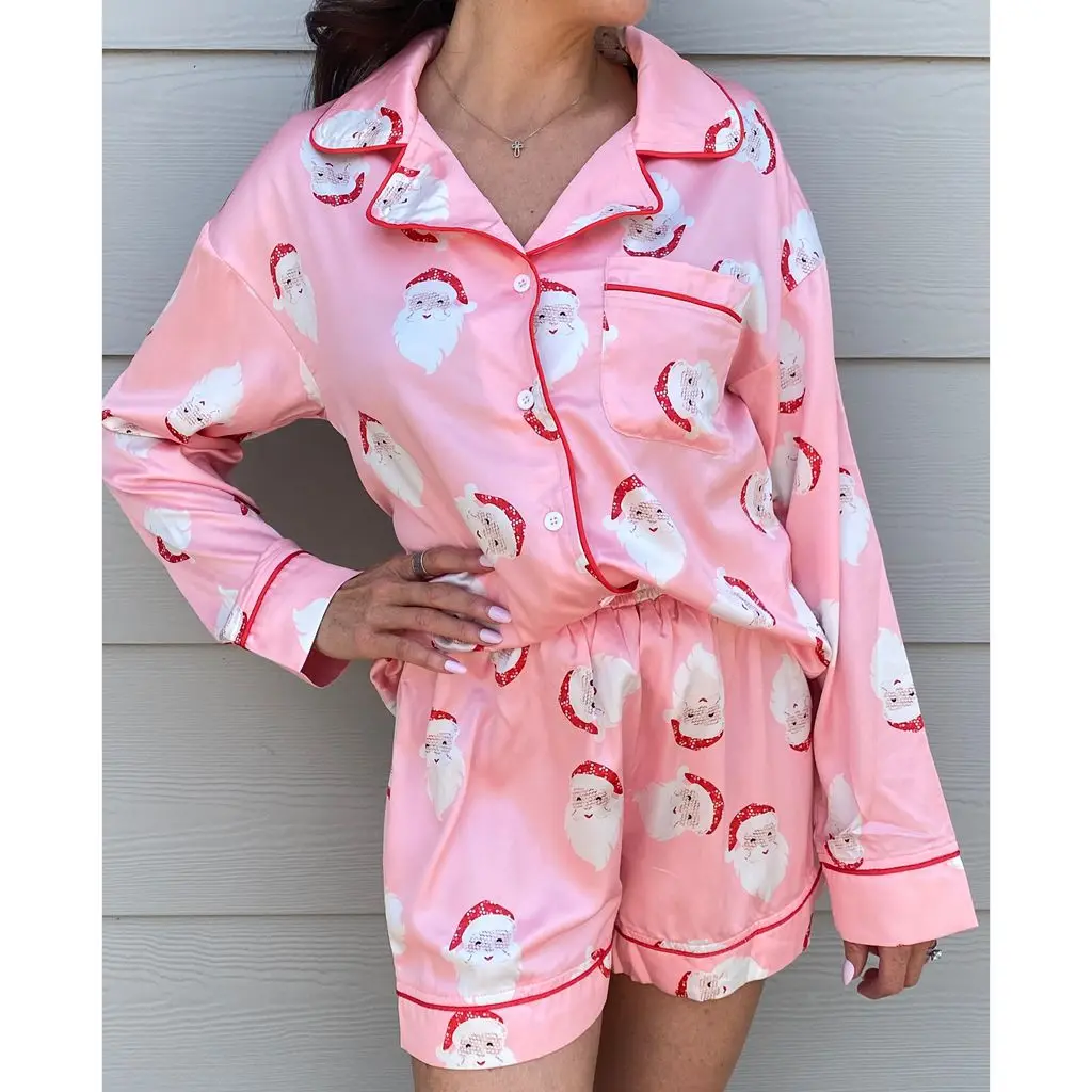 HEZIOWYUN Women's 2 Piece Santa Claus All-over Print Loungewear Pjs Set Lapel Long Sleeve Shirt + Elastic Waist Shorts Sleepwear
HEZIOWYUN Women's 2 Piece Santa Claus All-over Print Loungewear Pjs Set Lapel Long Sleeve Shirt + Elastic Waist Shorts Sleepwear