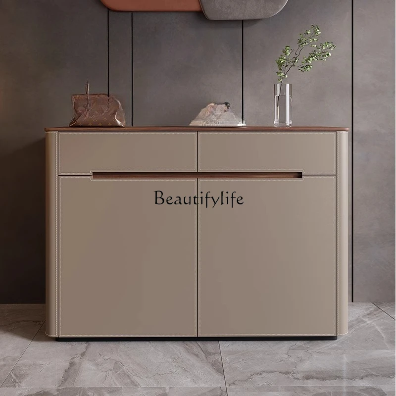 Minimalist shoe cabinet Modern porch cabinet, foyer partition against the wall Solid wood saddle leather book shoe cabinet
Minimalist shoe cabinet Modern porch cabinet, foyer partition against the wall Solid wood saddle leather book shoe cabinet