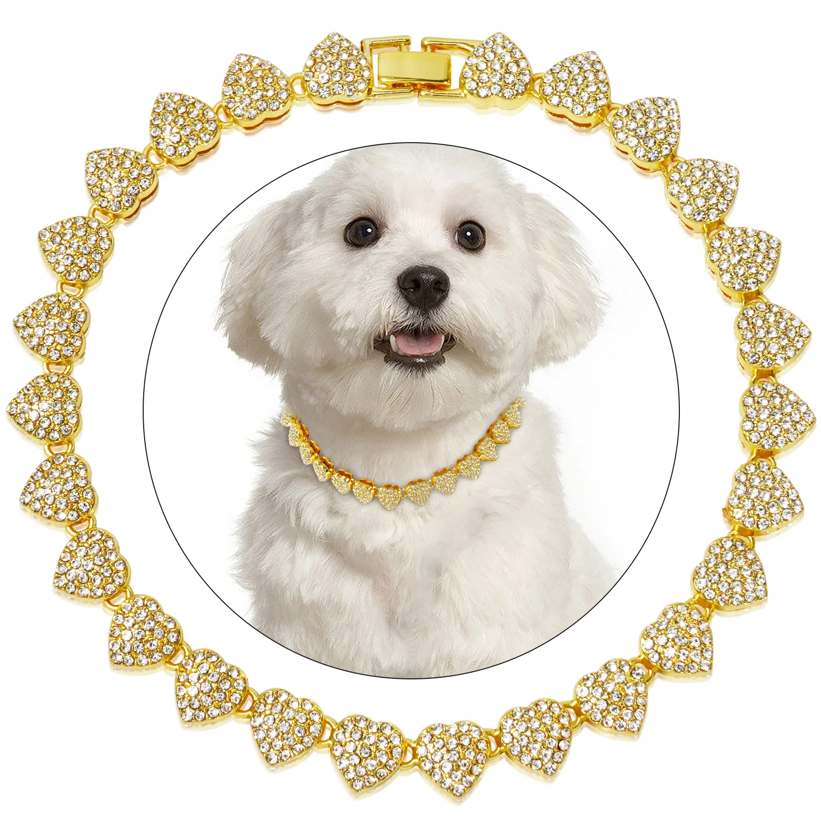 Heart Shape Necklace Diamond Cuban Collar Personalized Dog Collars for Small Medium Large Dogs Cat with Design Secure Buckle Pet
Heart Shape Necklace Diamond Cuban Collar Personalized Dog Collars for Small Medium Large Dogs Cat with Design Secure Buckle Pet