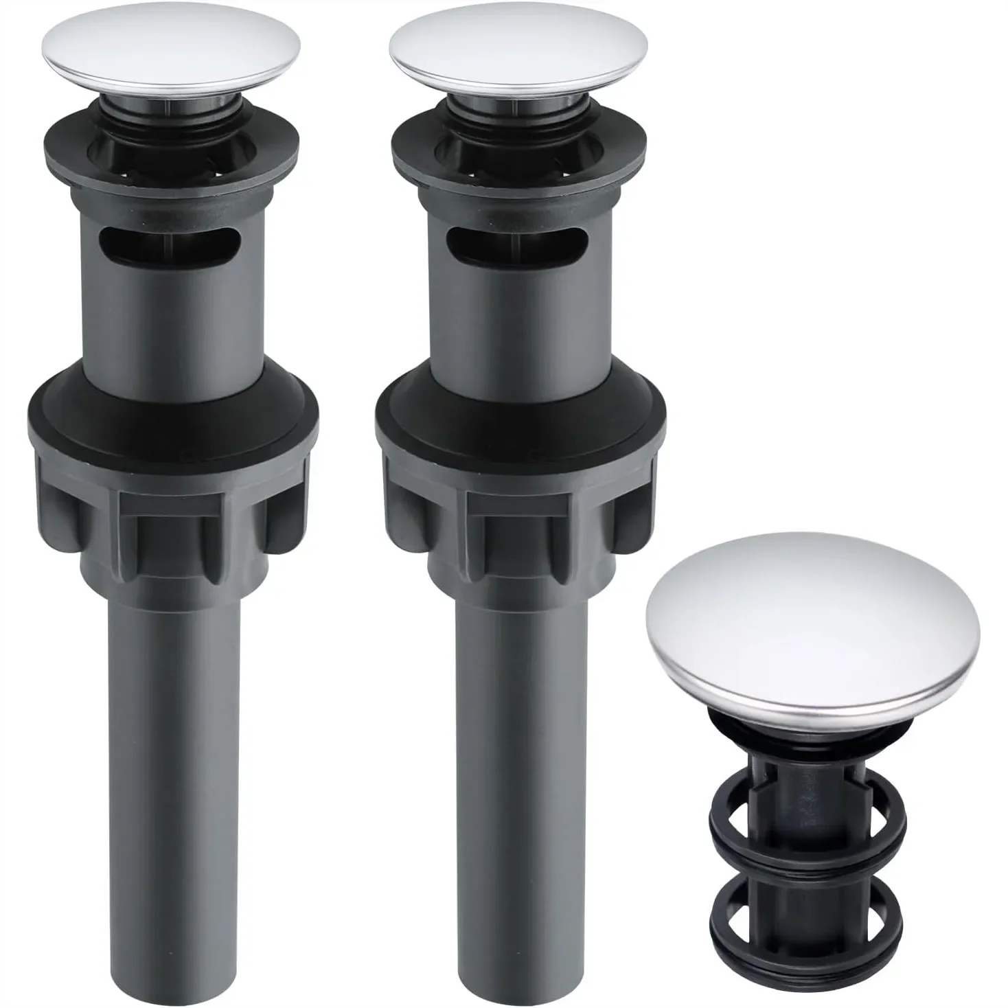 Pop Up Drain Stopper with Overflow, Push and Seal Sink Drain Assembly for Faucet Vessel, Anti-Clogging Basket Filter, Polished
Pop Up Drain Stopper with Overflow, Push and Seal Sink Drain Assembly for Faucet Vessel, Anti-Clogging Basket Filter, Polished