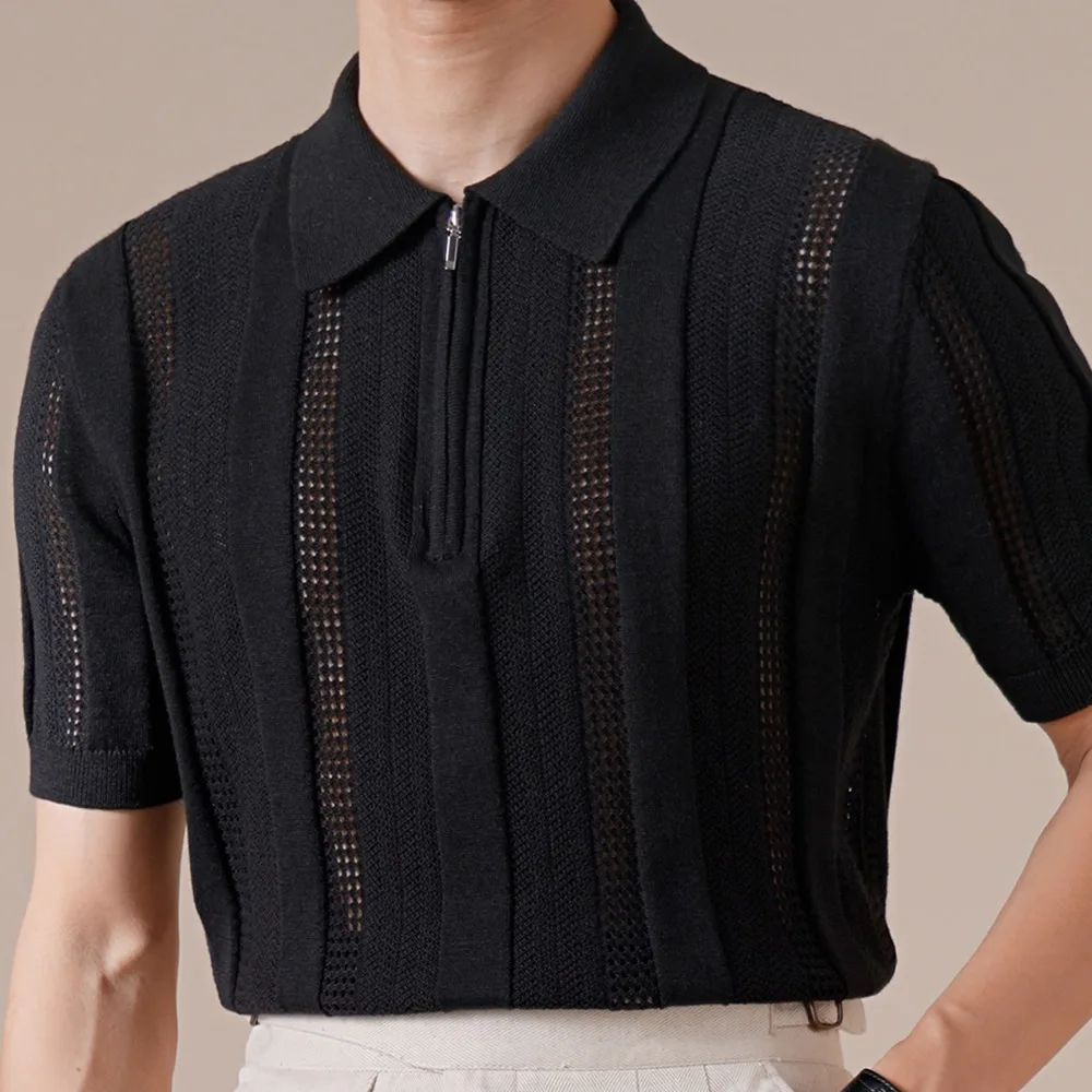 Cotton Linen Hollow Zipper Knit Polo Shirt Men Short Sleeve Summer Breathable Design Sense Casual Top Men Breathable Polo Shirts
Cotton Linen Hollow Zipper Knit Polo Shirt Men Short Sleeve Summer Breathable Design Sense Casual Top Men Breathable Polo Shirts