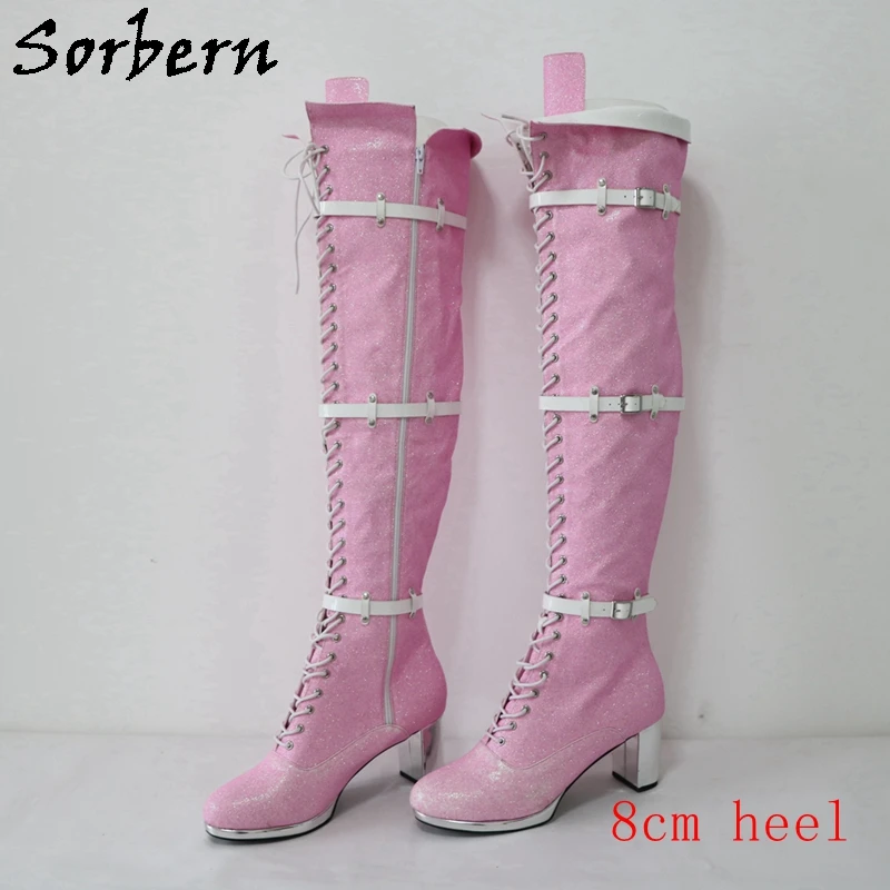 Sorbern Pink Glitter Boots For Corssdresser Thigh High Performance Block Heel Platform Kinky Boot Custom Wide Drag Queen Shoes
Sorbern Pink Glitter Boots For Corssdresser Thigh High Performance Block Heel Platform Kinky Boot Custom Wide Drag Queen Shoes