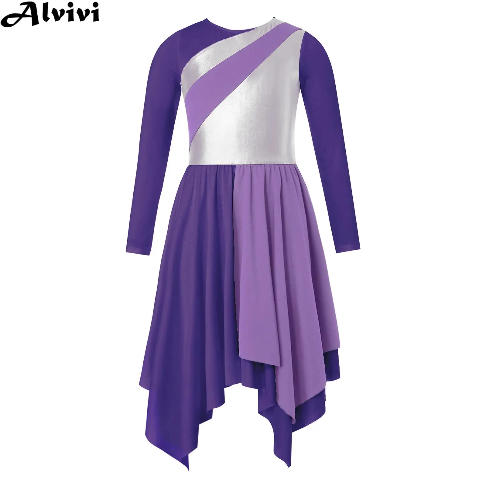 Kids Girl Ballroom Lyrical Dance Dress Church Choir Worship Praise Performance Costume Long Sleeve Metallic Asymmetrical Dresses
Kids Girl Ballroom Lyrical Dance Dress Church Choir Worship Praise Performance Costume Long Sleeve Metallic Asymmetrical Dresses