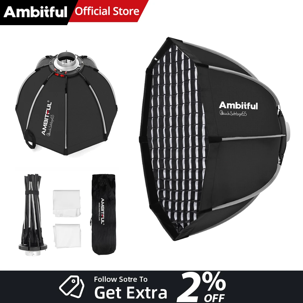 AMBITFUL 65cm Bowens Mount / Flash Bracket Octagon Softbox Honeycomb Grid Outdoor Quickly Release Soft Box for Studio Flash
AMBITFUL 65cm Bowens Mount / Flash Bracket Octagon Softbox Honeycomb Grid Outdoor Quickly Release Soft Box for Studio Flash