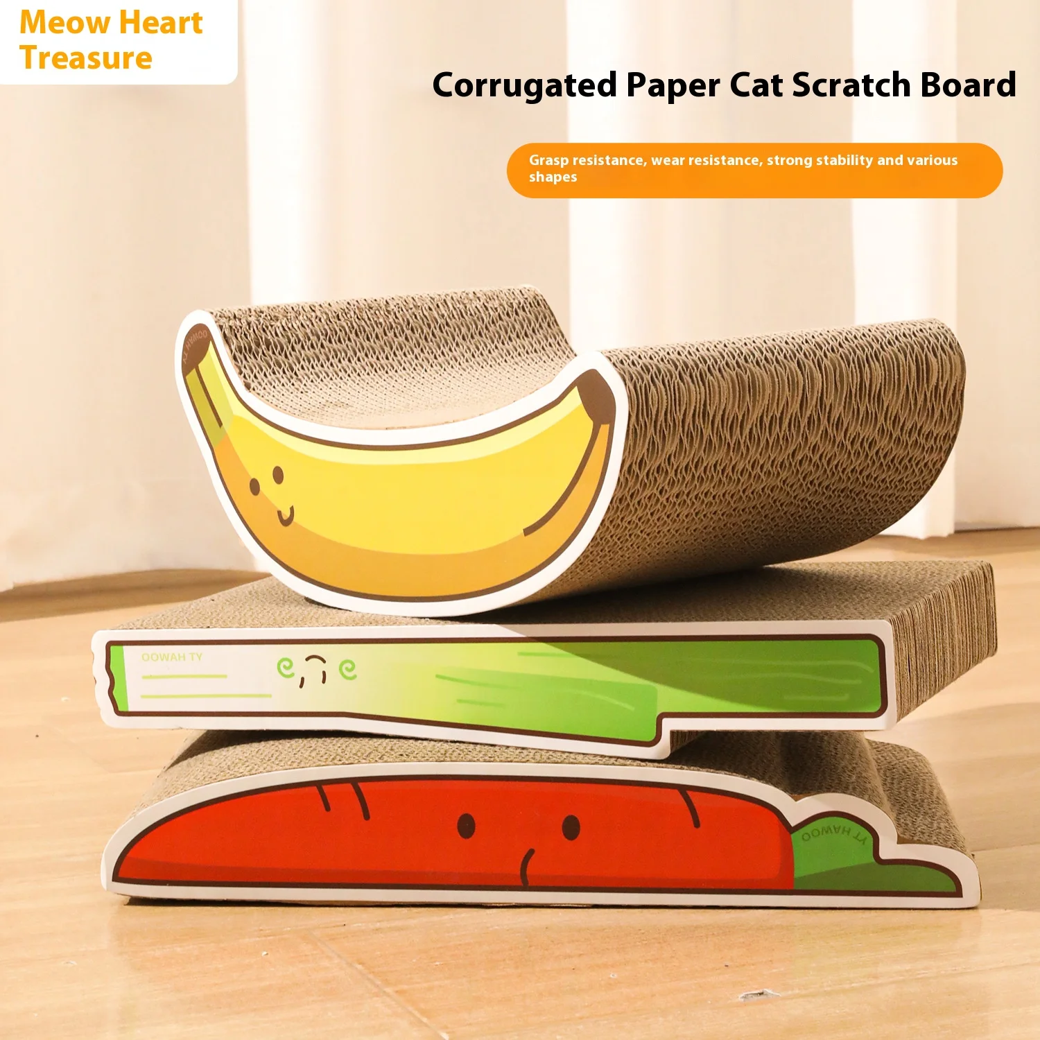 Cat scratch board, durable and shavings free, cartoon shaped corrugated paper, cat scratch relief toy, pet supplies
Cat scratch board, durable and shavings free, cartoon shaped corrugated paper, cat scratch relief toy, pet supplies