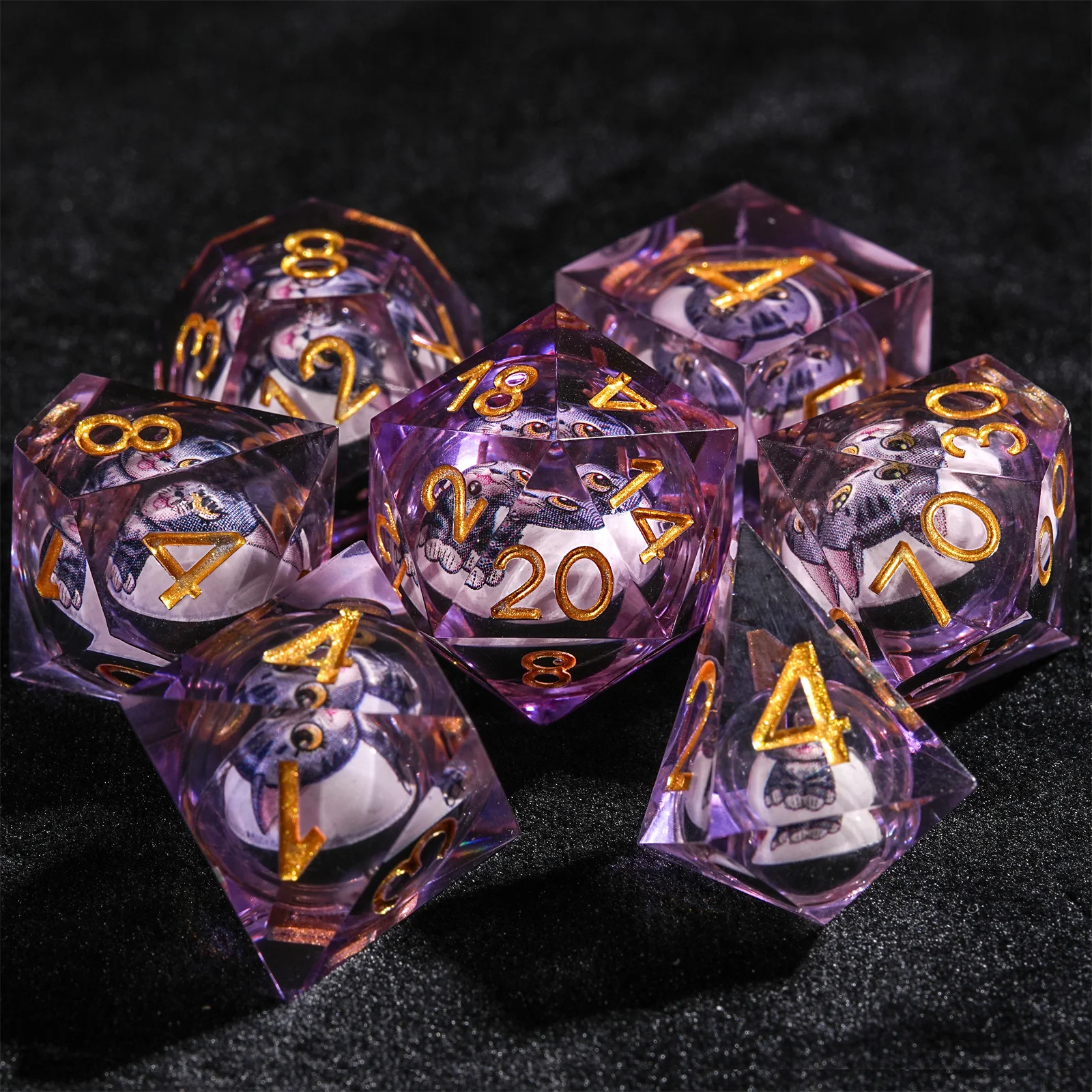 1-7Pcs Purple DND Dice Cat Dice Kitten Resin Dice Set Multi-sided Polyhedral Dice for D&D Game COC Role Playing RPG Table
1-7Pcs Purple DND Dice Cat Dice Kitten Resin Dice Set Multi-sided Polyhedral Dice for D&D Game COC Role Playing RPG Table